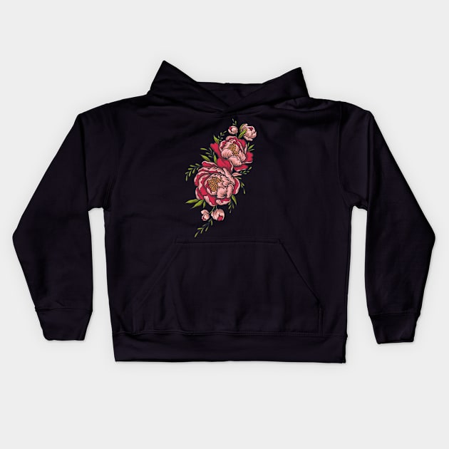 Japanese peonies Kids Hoodie by katanya78